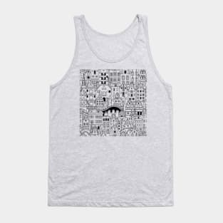 Black and white Seamless pattern, Amsterdam typical dutch houses Tank Top